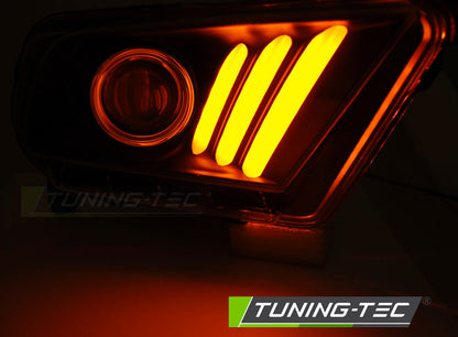 Tuning-Tec LED Tagfahrlicht Scheinwerfer für Ford Mustang V 10-13 schwarz mit dynamischem LED Blinker