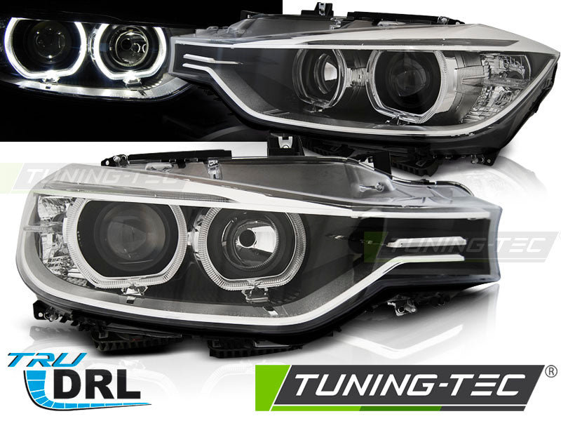 Tuning-Tec LED Tagfahrlicht Angel Eyes Scheinwerfer für BMW 3er F30/F31 11-15 schwarz