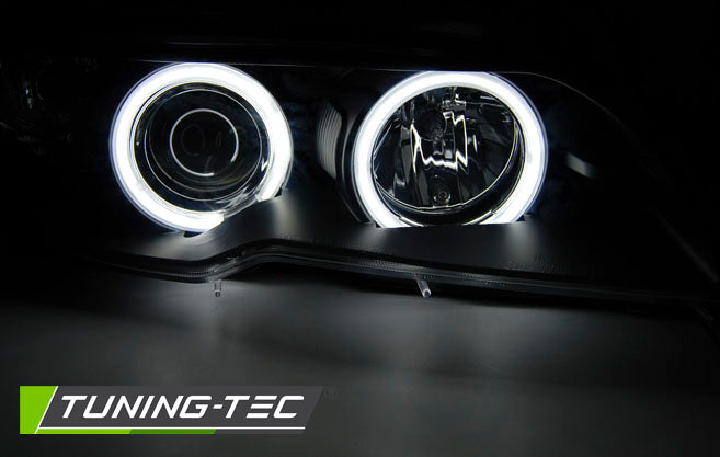 Tuning-Tec Xenon CCFL Angel Eyes Scheinwerfer für BMW 3er E46 Coupe und Cabrio 03-06 schwarz Set