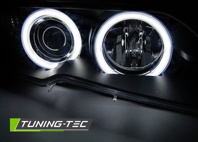 Tuning-Tec Xenon CCFL Angel Eyes Scheinwerfer für BMW 3er E46 Coupe und Cabrio 03-06 schwarz Set