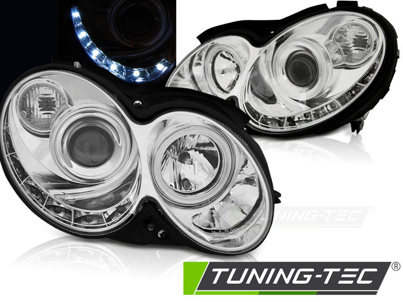 Tuning-Tec LED Tagfahrlicht Scheinwerfer für Mercedes Benz CLK W209 03-10 chrom