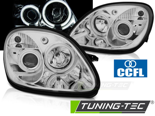 Tuning-Tec CCFL Angel Eyes Scheinwerfer für Mercedes Benz SLK R170 96-04 chrom