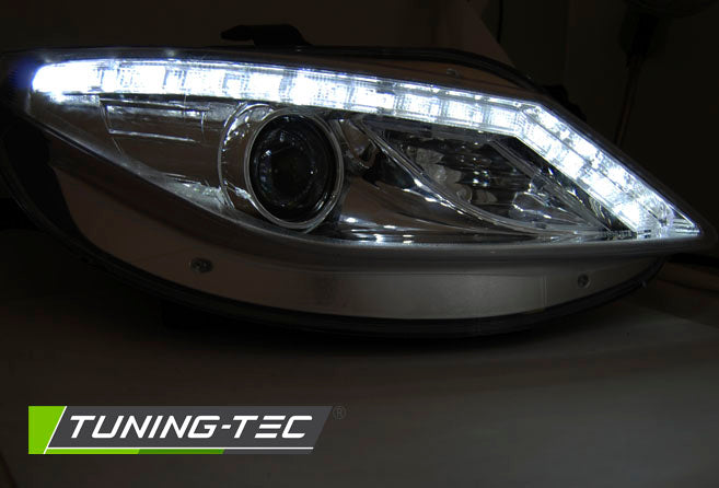 Tuning-Tec LED Tagfahrlicht Scheinwerfer für Seat Ibiza 6J 08-12 chrom mit LED Blinker