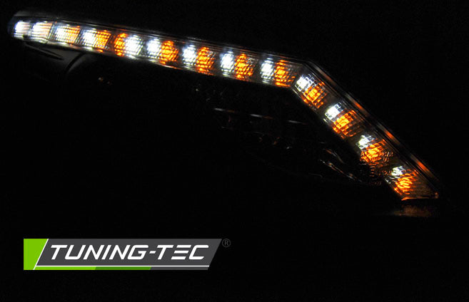 Tuning-Tec LED Tagfahrlicht Scheinwerfer für Seat Ibiza 6J 08-12 schwarz mit LED Blinker