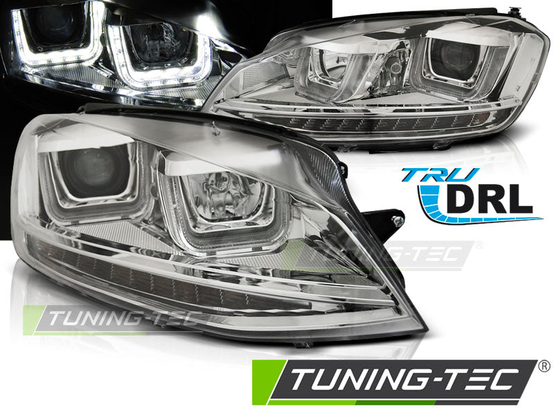 Tuning-Tec LED Tagfahrlicht Scheinwerfer für VW Golf 7 12-17 chrom mit dynamischem LED Blinker