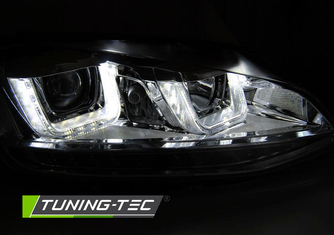Tuning-Tec LED Tagfahrlicht Scheinwerfer für VW Golf 7 12-17 chrom mit dynamischem LED Blinker