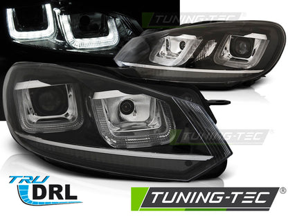 Tuning-Tec LED Tagfahrlicht Scheinwerfer für VW Golf 6 08-12 schwarz / chrom