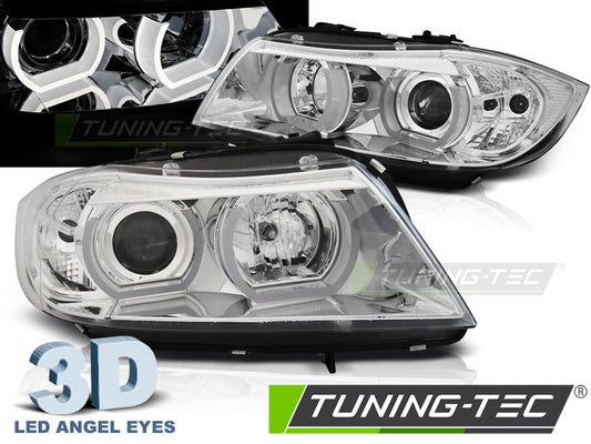 Tuning-Tec 3D LED Angel Eyes Scheinwerfer für BMW 3er E90/E91 05-08 chrom