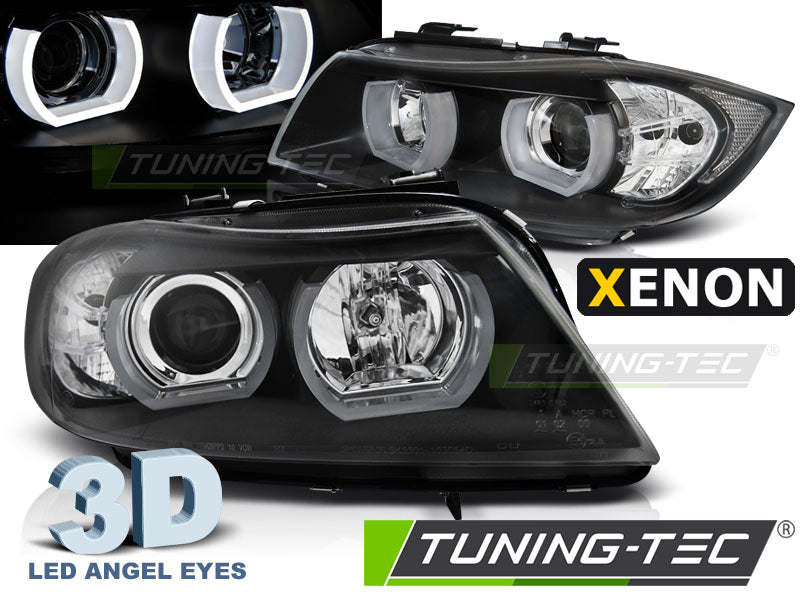 Tuning-Tec Xenon LED Angel Eyes Scheinwerfer für BMW 3er E90/E91 05-08 schwarz