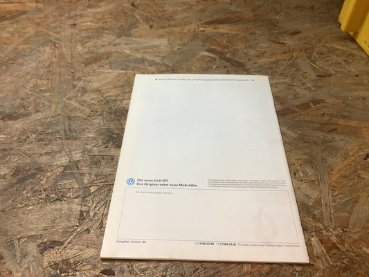 Der neue Golf GTI Werbeheft Ausgabe Januar 1992