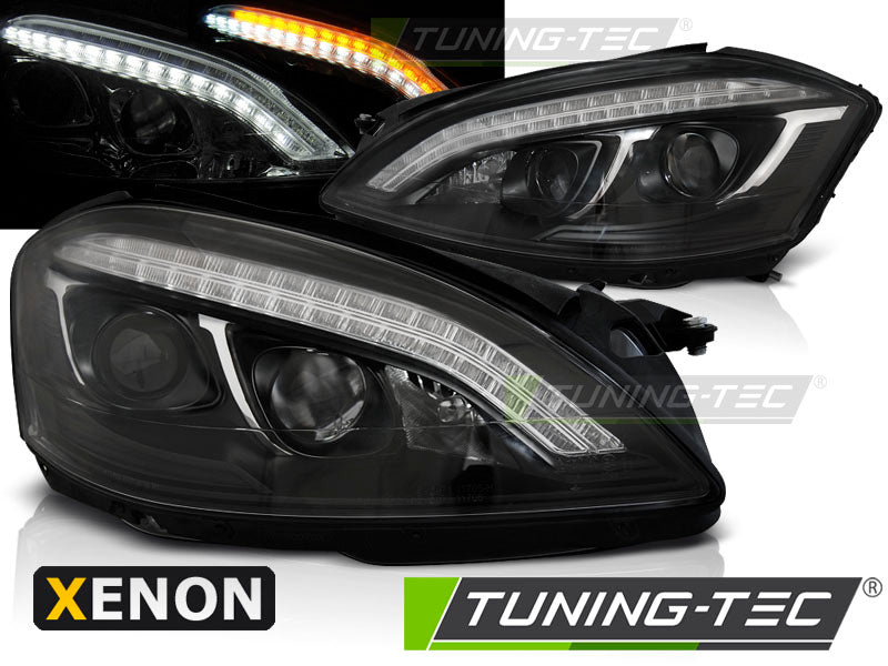 Tuning-Tec Xenon LED Tagfahrlicht Scheinwerfer für Mercedes Benz S-Klasse W221 05-09 schwarz