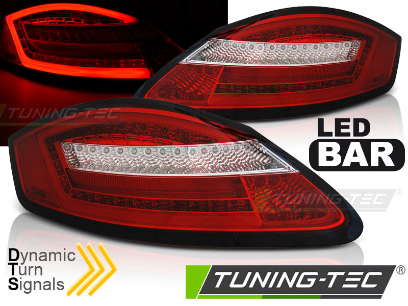 Tuning-Tec Voll LED Rückleuchten für Porsche Cayman 987c 05-09/Boxster 987 05-08 rot/klar