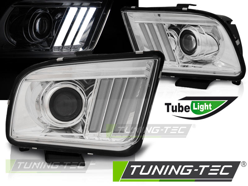 Tuning-Tec LED Tagfahrlicht Scheinwerfer für Ford Mustang IV 04-09 chrom