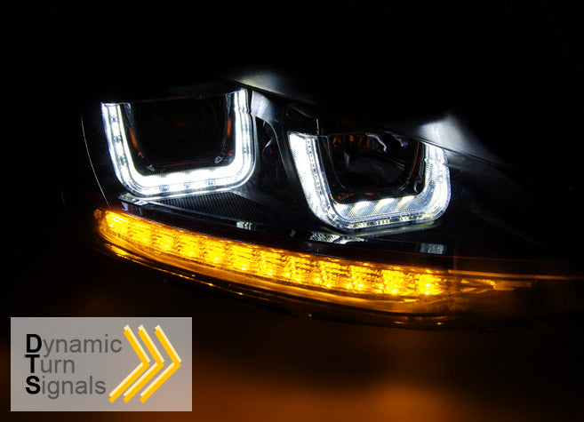 Tuning-Tec LED Tagfahrlicht Scheinwerfer für VW Golf 7 12-17 schwarz / chrom mit dynamischem LED Blinker