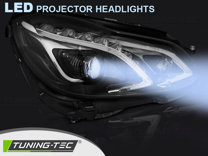 Tuning-Tec Voll LED Tagfahrlicht Scheinwerfer für Mercedes Benz E-Klasse W212 13-16 schwarz