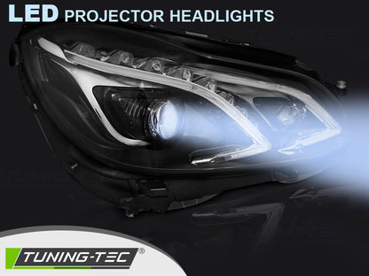 Tuning-Tec Voll LED Tagfahrlicht Scheinwerfer für Mercedes Benz E-Klasse W212 13-16 schwarz