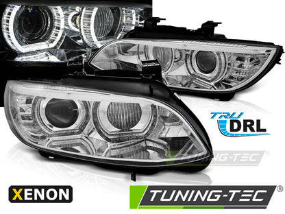 Tuning-Tec 3D Xenon LED Tagfahrlicht Angel Eyes Scheinwerfer für BMW 3er Coupe/Cabrio E92/E93 06-10 chrom
