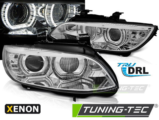 Tuning-Tec 3D Xenon LED Tagfahrlicht Angel Eyes Scheinwerfer für BMW 3er Coupe/Cabrio E92/E93 06-10 chrom