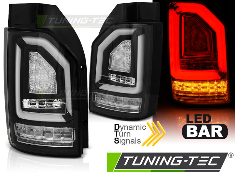 Tuning-Tec Voll LED Lightbar Rückleuchten für VW T6 15-19 schwarz/klar mit dynamischen Blinker