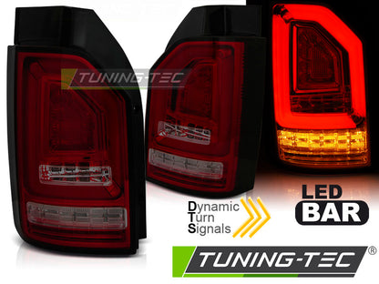 Tuning-Tec Voll LED Lightbar Rückleuchten für VW T5 03-09 rot/rauch mit dynamischem Blinker