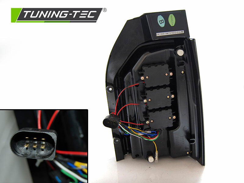 Tuning-Tec Voll LED Lightbar Rückleuchten für VW T5 03-09 rot/rauch mit dynamischem Blinker