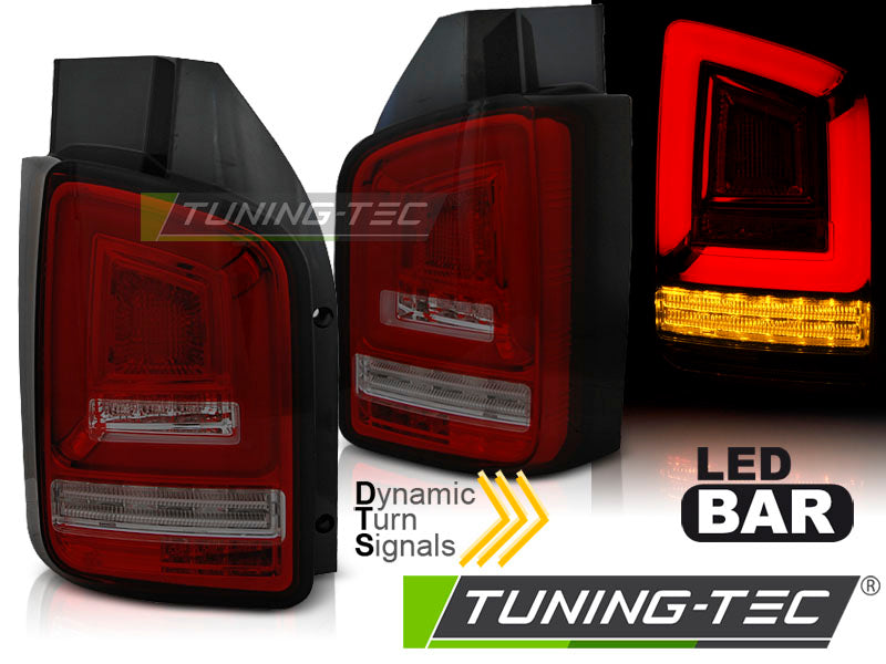 Tuning-Tec Voll LED Lightbar Rückleuchten für VW T6 15-19 rot/schwarz / Dynamischer Blinker
