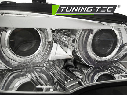 Tuning-Tec Xenon LED Tagfahrlicht Angel Eyes Scheinwerfer für BMW X5 E70 07-10 chrom