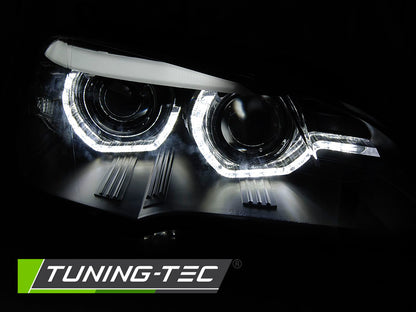 Tuning-Tec Xenon LED Tagfahrlicht Angel Eyes Scheinwerfer für BMW X5 E70 07-10 schwarz
