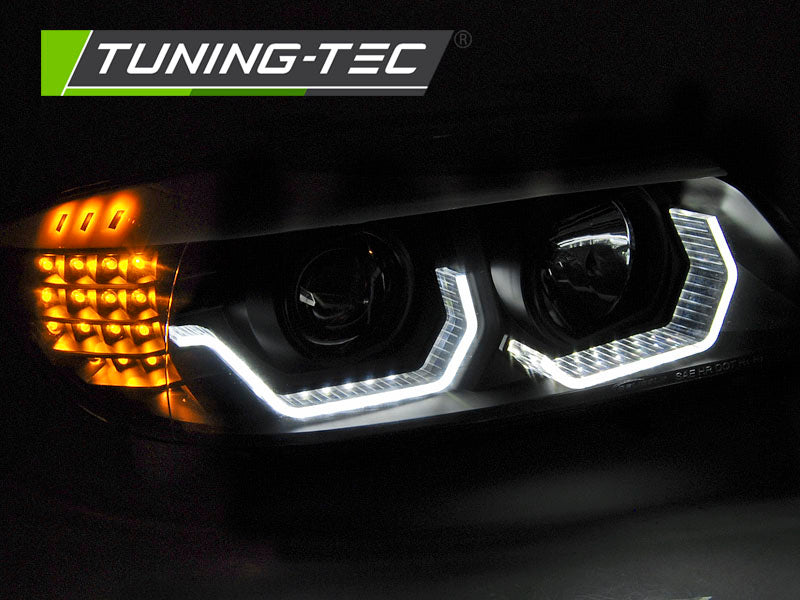 Tuning-Tec 3D LED Angel Eyes Scheinwerfer für BMW 3er E90/E91 05-08 schwarz mit LED Blinker
