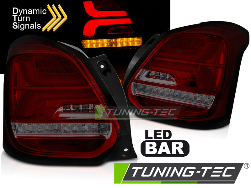Tuning-Tec Voll LED Lightbar Rückleuchten für Suzuki Swift VI (6) 17+ rot/rauch mit dynamischem Blinker