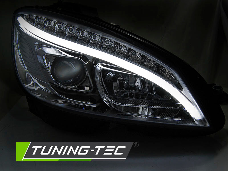 Tuning-Tec LED Tagfahrlicht Scheinwerfer für Mercedes Benz C-Klasse W204 07-10 chrom