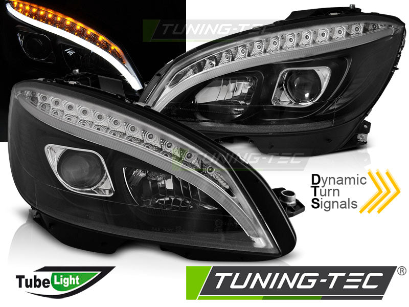 Tuning-Tec LED Tagfahrlicht Scheinwerfer für Mercedes Benz C-Klasse W204 07-10 schwarz LTI