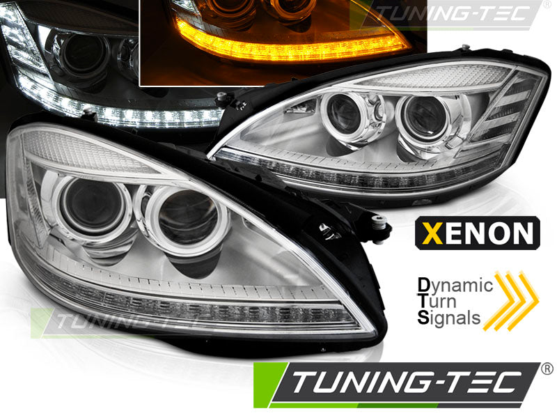 Tuning-Tec Xenon LED Tagfahrlicht Scheinwerfer für Mercedes Benz S-Klasse W221 05-09 chrom