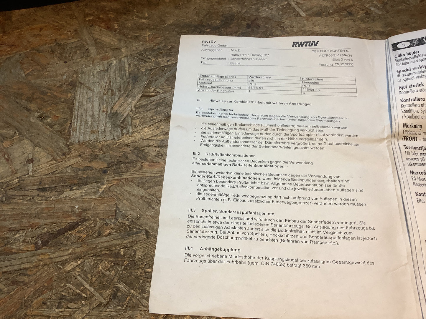 VW New Beetle 9c Tieferlegungsfedern 30mm Original MAD NEU