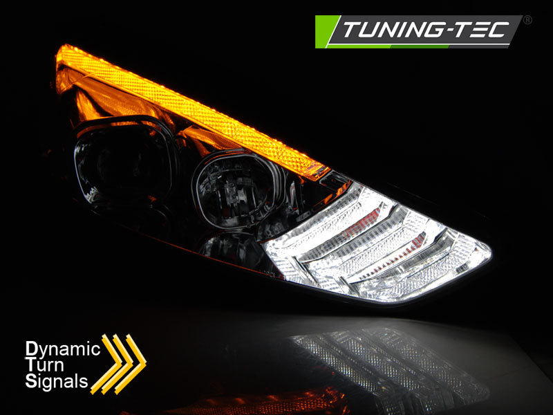 Tuning-Tec LED Tagfahrlicht Scheinwerfer für Ford Focus MK3 Facelift 14-18 chrom mit dynamischem LED Blinker