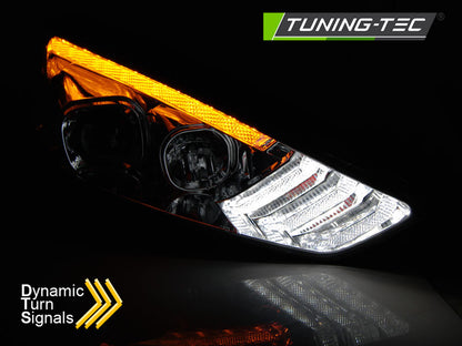 Tuning-Tec LED Tagfahrlicht Scheinwerfer für Ford Focus MK3 Facelift 14-18 chrom mit dynamischem LED Blinker