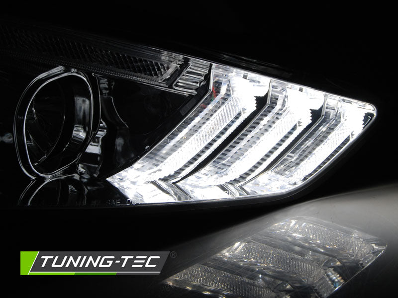 Tuning-Tec LED Tagfahrlicht Scheinwerfer für Ford Focus MK3 Facelift 14-18 chrom mit dynamischem LED Blinker