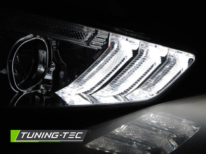 Tuning-Tec LED Tagfahrlicht Scheinwerfer für Ford Focus MK3 Facelift 14-18 chrom mit dynamischem LED Blinker