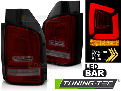 Tuning-Tec Voll LED Lightbar Rückleuchten für VW T5 GP 10-15 rot/rauch mit dynamischem Blinker