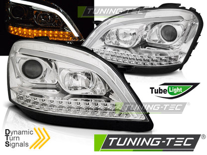 Tuning-Tec LED Tagfahrlicht Scheinwerfer für Mercedes Benz ML W164 05-08 chrom mit dynamischem LED Blinker