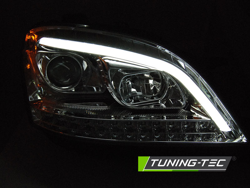 Tuning-Tec LED Tagfahrlicht Scheinwerfer für Mercedes Benz ML W164 05-08 chrom mit dynamischem LED Blinker