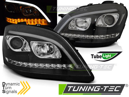 Tuning-Tec LED Tagfahrlicht Scheinwerfer für Mercedes Benz ML W164 05-08 schwarz mit dynamischem LED Blinker