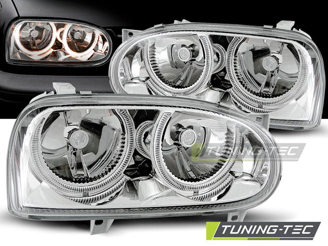 Tuning-Tec Angel Eyes Scheinwerfer für VW Golf 3 91-97 chrom