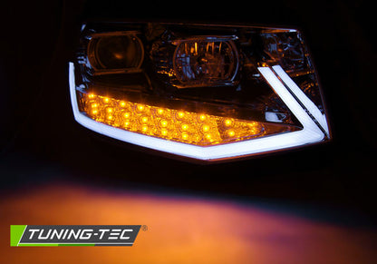 Tuning-Tec LED Tagfahrlicht Scheinwerfer für VW T6 15-19 chrom mit dynamischem Blinker