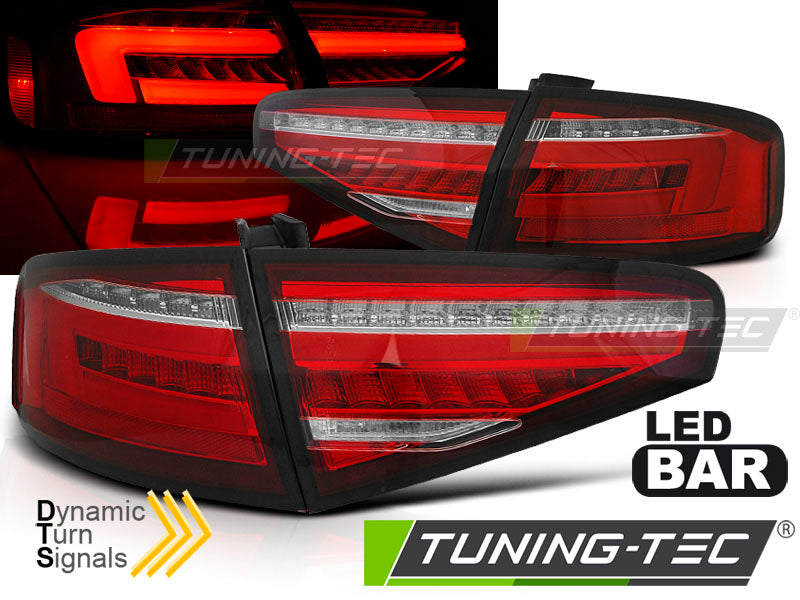 Tuning-Tec Voll LED Lightbar Rückleuchten für Audi A4 B8 (8K) Facelift Limousine 12-15 rot/klar mit dynamischem Blinker
