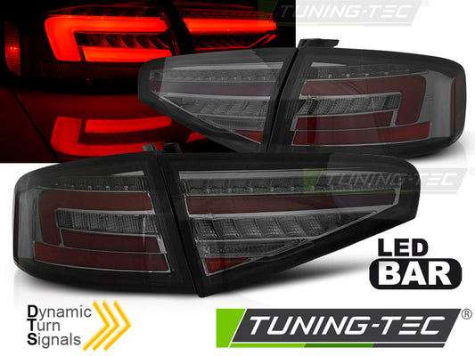 Tuning-Tec Voll LED Lightbar Rückleuchten für Audi A4 B8 (8K) Facelift Limousine 12-15 schwarz/rauch mit dynamischem Blinker