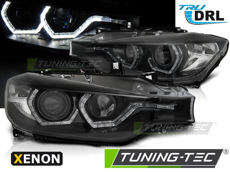 Tuning-Tec Xenon LED Tagfahrlicht Angel Eyes Scheinwerfer für BMW 3er F30/F31 11-15 schwarz