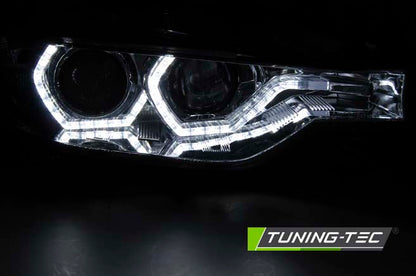 Tuning-Tec Xenon LED Tagfahrlicht Angel Eyes Scheinwerfer für BMW 3er F30/F31 11-15 chrom