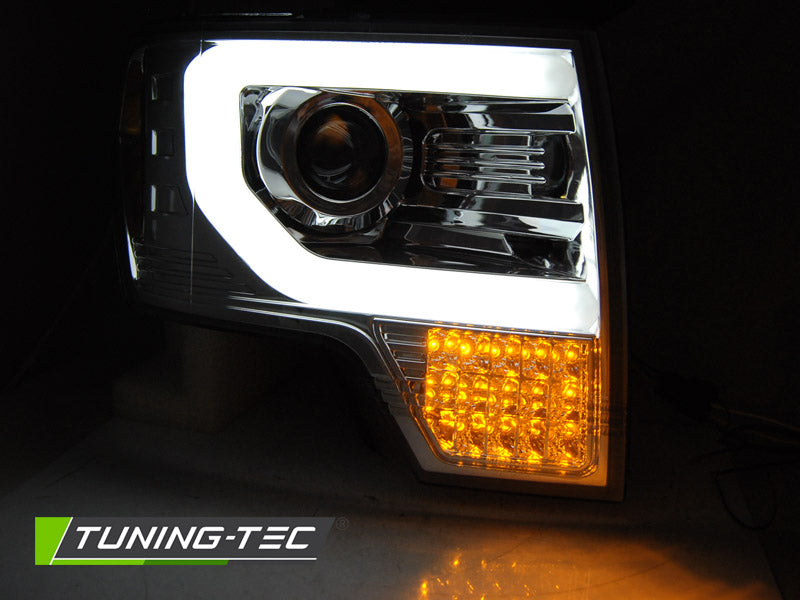 Tuning-Tec LED Tagfahrlicht Scheinwerfer für Ford F150 MK12 08-14 chrom mit LED Blinker