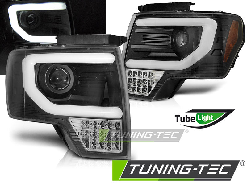 Tuning-Tec LED Tagfahrlicht Scheinwerfer für Ford F150 MK12 08-14 schwarz mit LED Blinker